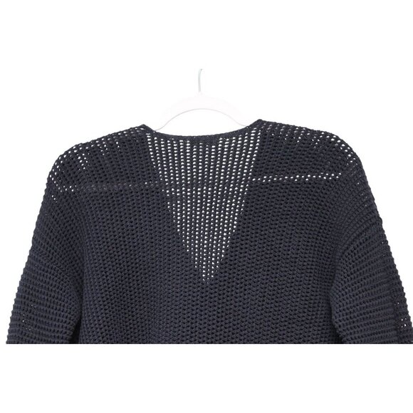 J Jill Blouse Medium Chunky Open Knit Blue 100% Cotton Beach Coastal Resort Boho - Picture 10 of 12